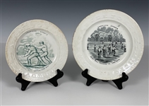 1860's Staffordshire “ABC” Base Ball Pottery Plates - Running to First Base and Out on the Third Base