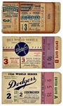 Trio of Brooklyn Dodgers vs. New York Yankees World Series Ticket Stubs at Ebbets Field - 1949, 1953 and 1956