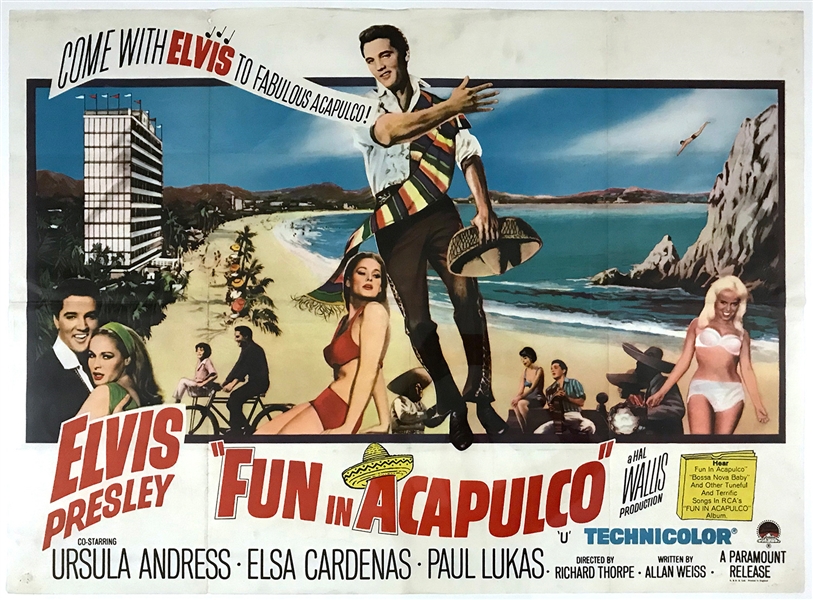 1963 <em>Fun in Acapulco</em> British Quad Movie Poster - Starring Elvis Presley