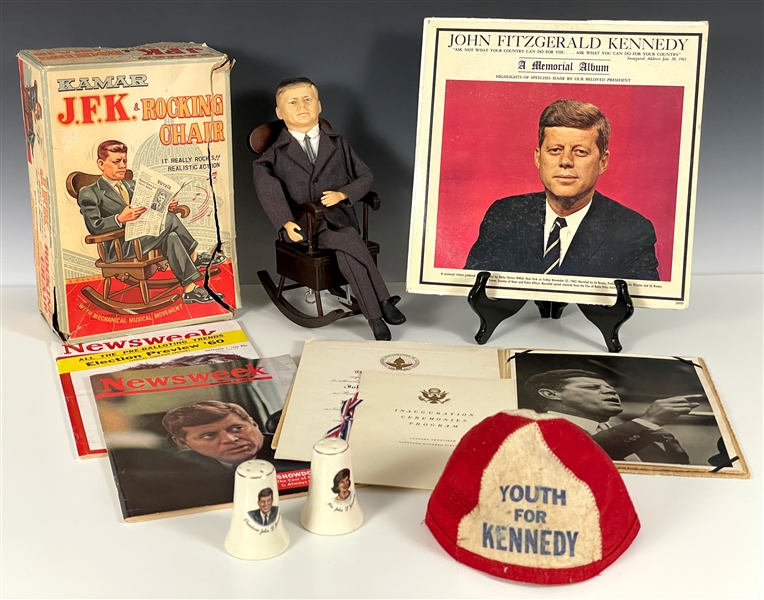 Extensive President John F. Kennedy Collection Including “J.F.K. & Rocking Chair” Toy in Box, Photos and Inaugural Ephemera (18 Pieces)