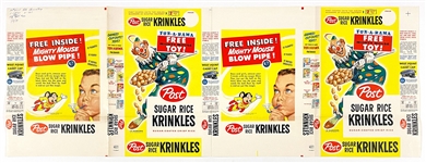 1959 Post “Sugar Rice Krinkles” Full Box Printer's Proof with Mighty Mouse Toy Ad