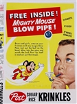 1959 Post “Sugar Rice Krinkles” Full Box Printer's Proof with Mighty Mouse Toy Ad