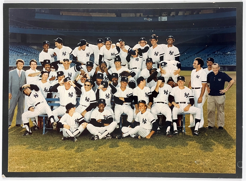 1980 New York Yankees Oversized Team Photographs with Reggie Jackson Flipping the Bird!