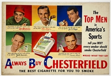 1948 “Chesterfield Cigarettes” Poster Featuring Joe DiMaggio, Ben Hogan and Lou Boudreau
