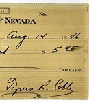 Ty Cobb Signed Check in Framed Display with Conlon Cobb Sliding Image