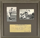 Ty Cobb Signed Check in Framed Display with Conlon Cobb Sliding Image