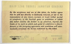 1944 Chicago Cubs ”Stockholders Pass” - Tougher World War II Era Pass