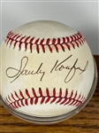 Sandy Koufax Signed Baseball in Display with 1955 Topps #123 Sandy Koufax Rookie Card
