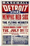 1956 Negro American League Barnstorming Poster – Detroit Stars vs. Memphis Red Sox