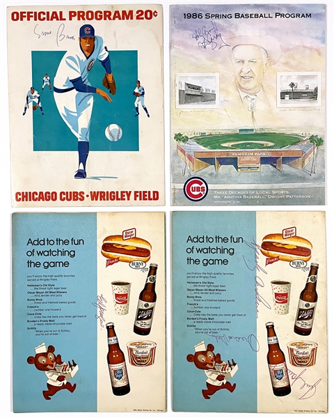 1970s Chicago Cubs Program (27) and Ticket Stubs (17) Collection with Signed Ernie Banks and Harry Caray Programs