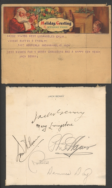 Incredible <em>The Jell-O Program Starring Jack Benny</em> Cast Autograph Collection with Benny, Rochester, Mary Livingstone and Others (10 Pieces)