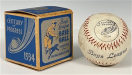 1934 Chicago “Century of Progress” World's Fair  “Boy's League Base Ball” In Original Pictorial Box