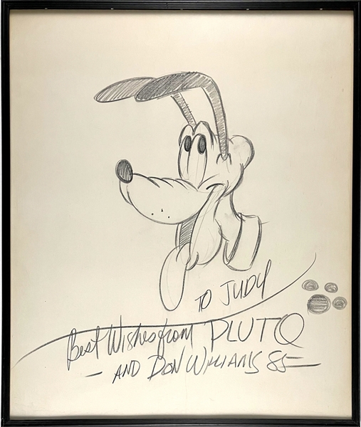 Gigantic Presentation Drawing of Pluto by Disney Artist Don Williams – Signed “Best Wishes from Pluto”!