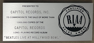 1977 RIAA Plartinum Record Award for The Beatles LP <em>The Beatles at the Hollywood Bowl</em>– Certified in 1977