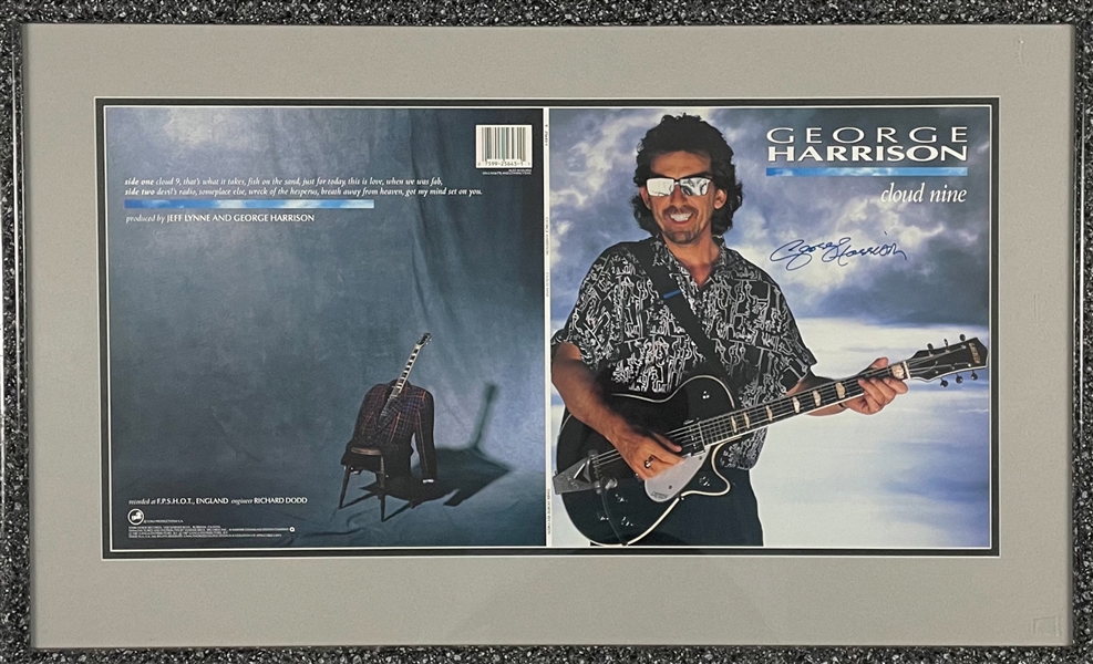 George Harrison Signed Uncut Press Sheet for the Cover of His 1987 LP <em>Cloud Nine</em>