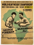 October 29, 1974, Muhammad Ali vs. George Foreman “Rumble in the Jungle” Closed Circuit Fight Poster with “October 29” Date Change Sticker!