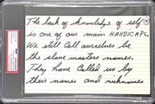 Muahmmad Ali Handwritten Speech Index Card “We still call ourselves by the slave masters names” - Encapsulated by PSA/DNA