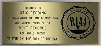 RIAA Gold Record Award for Otis Redding's 1968 Single “(Sittin' On) The Dock of the Bay” - Certified in 1968 White Linen Matte Style