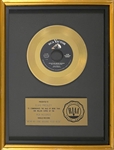 RIAA Gold Record Award for Elvis Presley's 1958 Single “Wear My Ring Around Your Neck” - “Presented to Elvis Presley” Certified in 1983