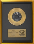 RIAA Gold Record Award for Elvis Presleys 1959 Single “A Fool Such As I” - “Presented to Elvis Presley” Certified in 1983