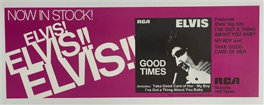 Elvis Presley 1974 <em>Good Times</em> Album Promotional Collection with Record Store Poster, “Not For Sale” Copy of the LP and RCA Indianapolis Shipping Box (3 items)