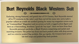 Burt Reynolds Black Western Suit in Beautiful Framed Display