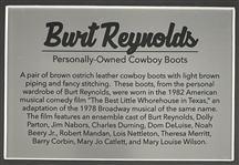 Burt Reynolds Cowboy Boots Worn in the Movie Best Little Whore..