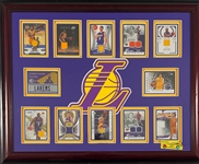 2009-10 NBA Champion Los Angeles Lakers Game-Used Jersey Trading Cards Display with Two Kobe Bryant Cards (12 Cards Total)