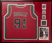 Dennis Rodman Signed Chicago Bulls Jersey in Framed Display - Dennis Rodman #91