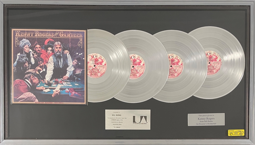 Kenny Rogers United Artists Records Multi-Platinum Record Award for His 1978 LP <em>The Gambler</em>
