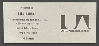 Kenny Rogers United Artists Records Multi-Platinum Record Award for His 1978 LP <em>The Gambler</em>