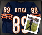 Mike Ditka Signed Chicago Bears Jersey and 8 x 10 Photo in Framed Display