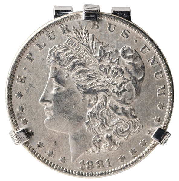 Elvis Presley Owned Silver Dollar Money Clip – with Genuine 1881 “Liberty Head” Morgan Silver Dollar Coin! Gifted to His Cousin Patsy Presley.