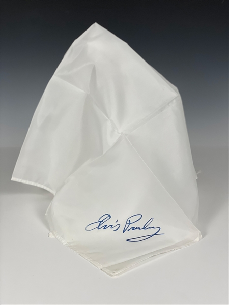 Elvis Presley White Stage Scarf with Blue Facsimile Signature – Former Jimmy Velvet Collection