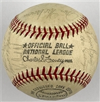 1970 Cubs Team Signed Baseball with 25 Signatures Incl. Ernie Banks and Manager Leo Durocher on the Sweet Spot