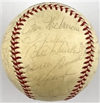 1970 Cubs Team Signed Baseball with 25 Signatures Incl. Ernie Banks and Manager Leo Durocher on the Sweet Spot