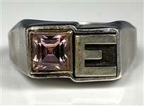 Elvis Presley Owned E Sterling Silver Ring with Large Purple Stone - Gifted to His Cousin Patsy Presley