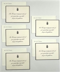Group of Five 1963 Unused Jacqueline Kennedy Condolence Appreciation Cards w/Envelopes - with LOA from Mr. and Mrs. Kennedy's Secretary