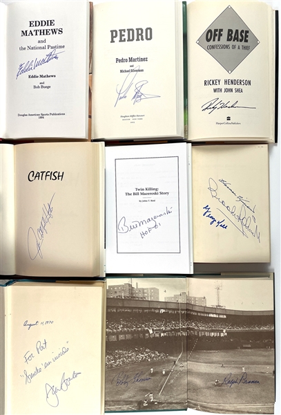 Group of 19 Hall of Famer and Superstar Signed Hardback Baseball Books and Biographies -  Each with FULL PSA/DNA LOA