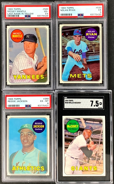 1969 Topps Baseball Complete Set (664) Incl. #260 Reggie Jackson PSA EX-MT 6