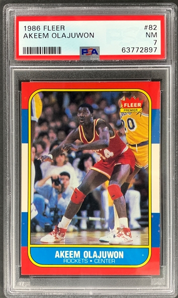 1986 Fleer #82 Akeem Olajuwon Rookie Card