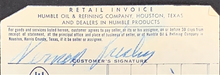 Elvis Presley 1958 Gas Receipt Carbon from Killeen, Texas During His Time in Army Basic Training at Fort Hood