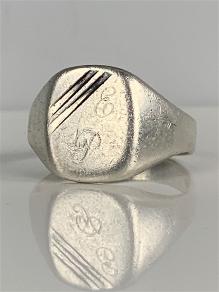 Elvis Presley Owned "EP" Monogrammed Sterling Silver Ring Given to Patsy Presley