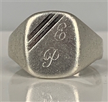 Elvis Presley Owned EP Monogrammed Sterling Silver Ring Given to Patsy Presley