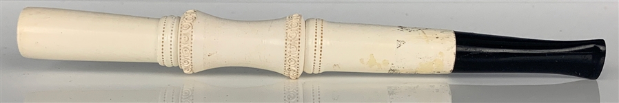 Elvis Presley Owned and Used Black and Ivory Cigartette Holder with Its Original Leather Case
