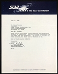 Gene Roddenberry Signed Letter on <em>Star Trek: The Next Generation</em> Letterhead Plus His Business Card with Starship Enterprise Image!
