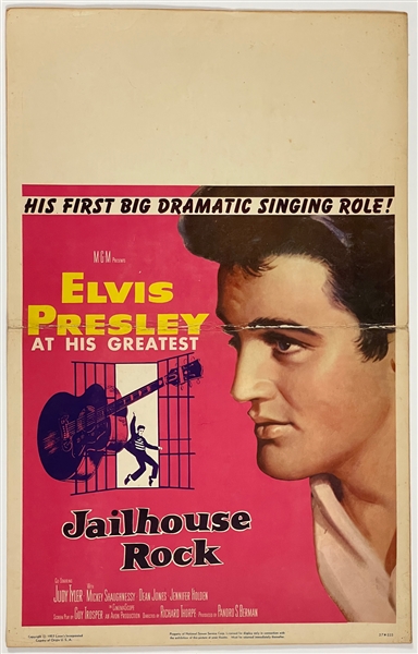 1957 <em>Jailhouse Rock</em> Window Card Movie Poster - Starring Elvis Presley – with Graceland Authenticated LOA