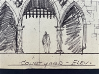 1950's Disneyland Architectural Photostat of Original Concept Art Sleeping Beauty Castle Courtyard-By Disney Imagineer Herb Ryman