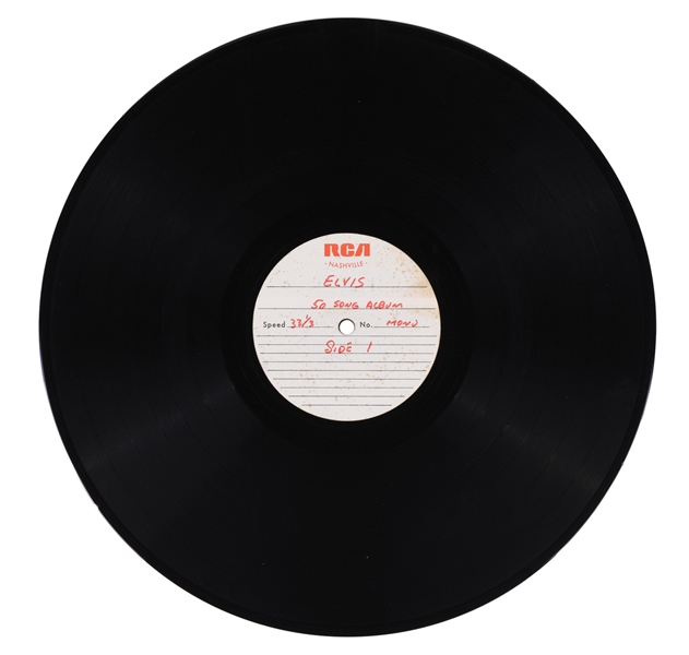 Pair of RCA Nashville Double-Sided 33 1/3 RPM Acetates with Sides 1, 2, 7 and 8 of Elvis Presley’s 1970 Album <em>Worldwide 50 Gold Award Hits Vol. 1</em> Plus RCA Sequence Sheets for the Album