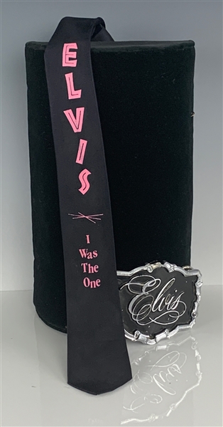 Elvis Presley RCA Promotional Neck Tie (“I Was the One”) and Belt Buckle (“Guitar Man”) Sent to Radio Stations